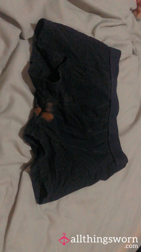 Black Boxer Shorts With Stain