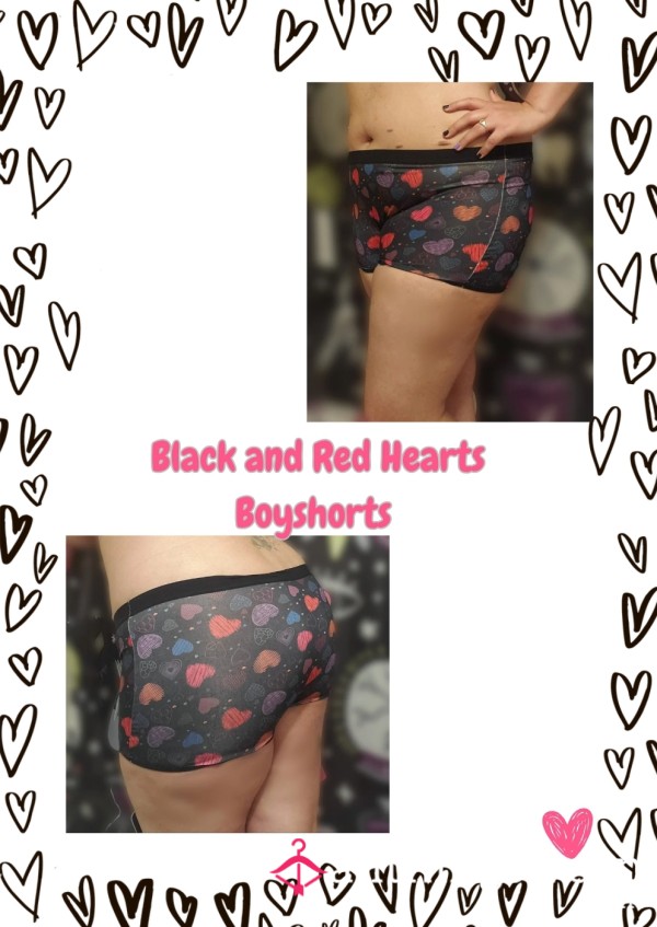 Black Boyshorts White Hearts 🖤