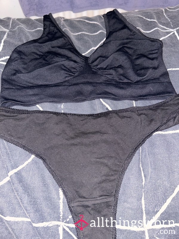 Black Bra And Thong Set