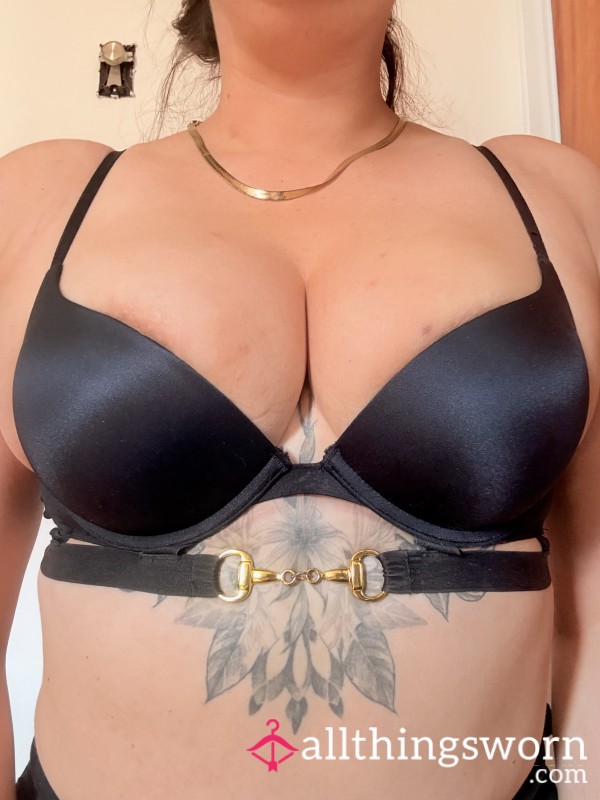 Black Bra With Gold Metal