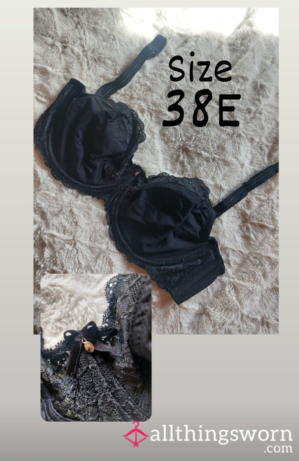 (SOLD) Black Bra Worn For You. Size 38E
