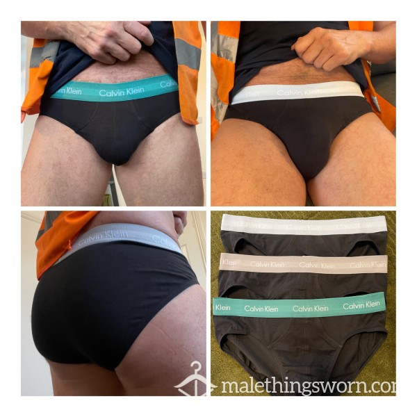 Black Calvin Briefs With Coloured Waistband