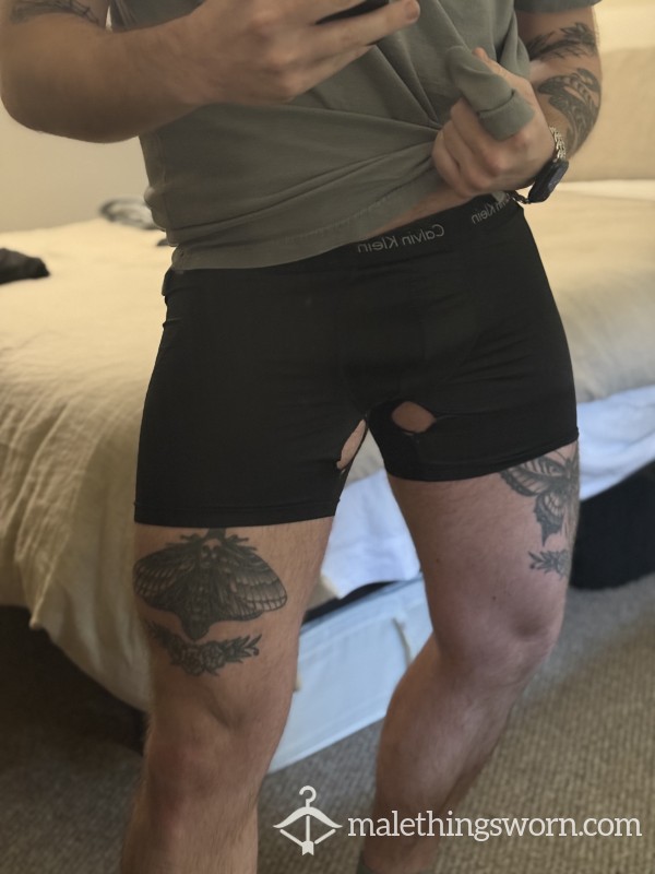 Black Calvin Trunks With Holes
