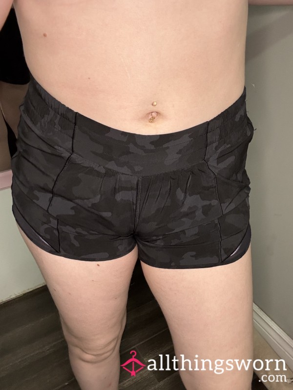 Black LuluLemonCamouflage Gym Shorts