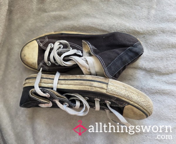 Black Canvas Converse High Tops, Well Worn