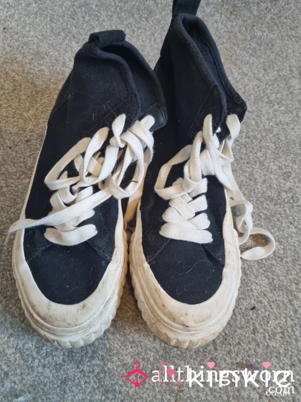 Black Canvas Platform Trainers