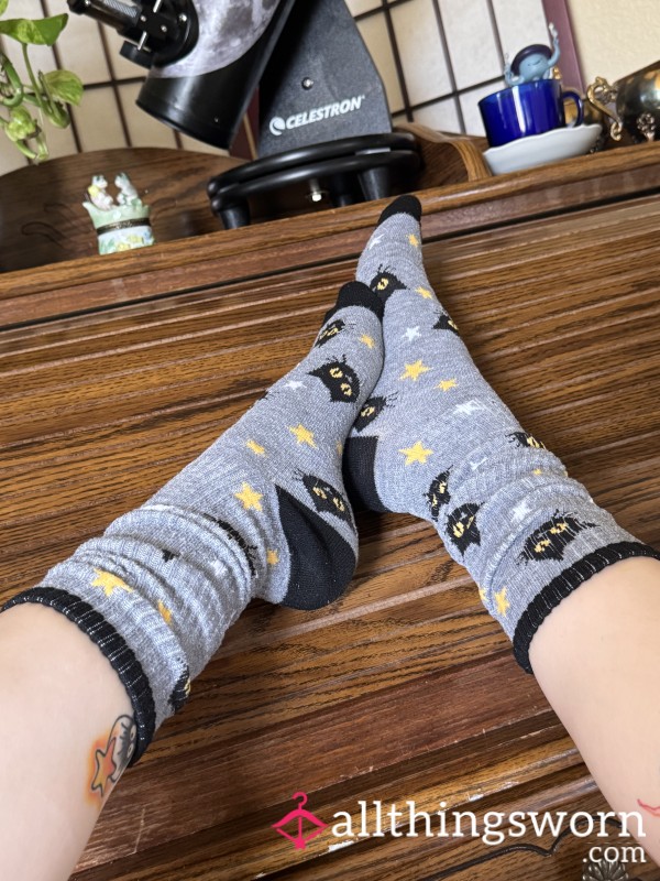 Black Cat Crew Socks