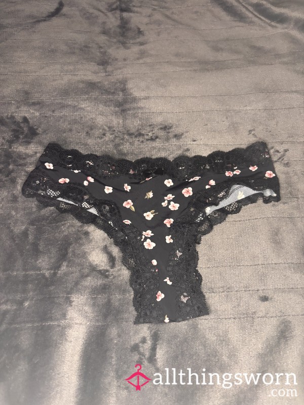 Black Cheeky Panties With A Flor*l Print