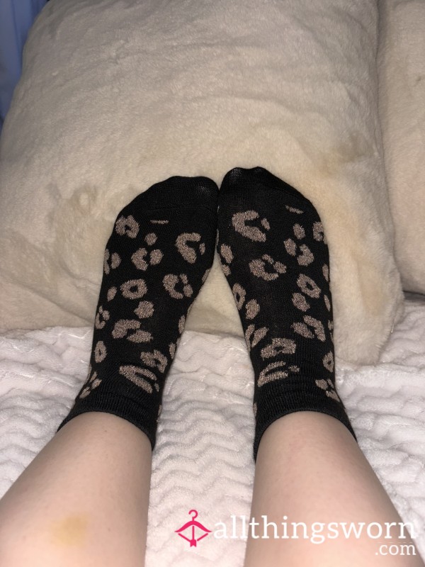 Black Cheetah Print Socks
