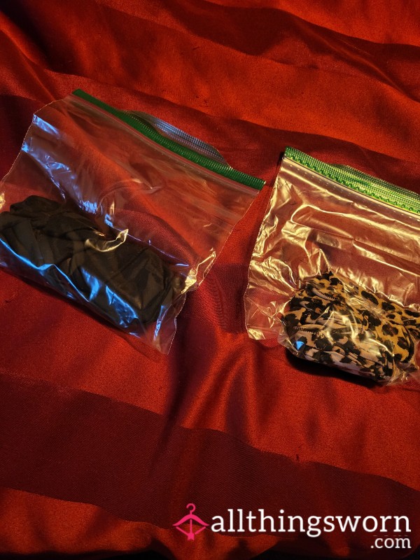 Black & Cheetah Print Thongs