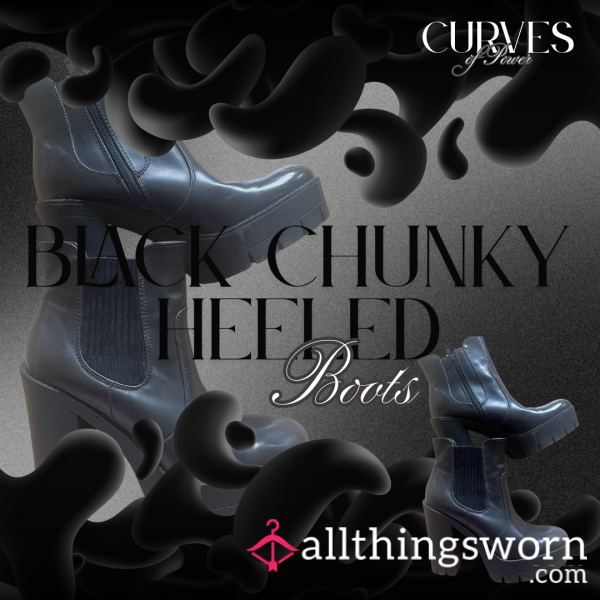 Black Chunky Heeled Boots