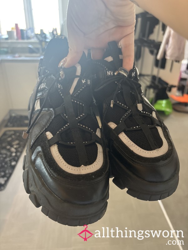 Black Chunky Trainers Worn At Work 🫣