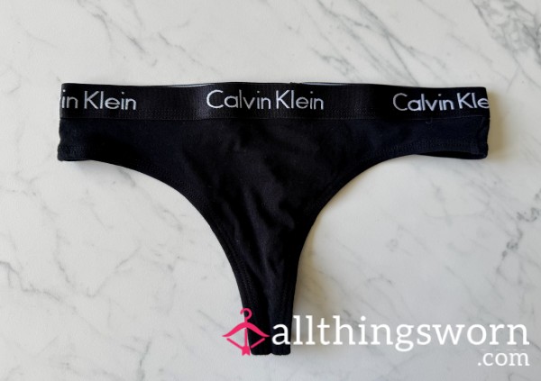 Black CK Cotton Thong