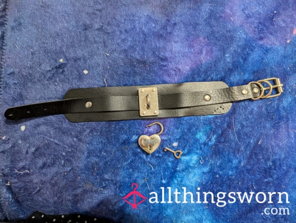 Black Collar With Lock With Key  Well Loved And Used By Miss Rainbow 🌈🌈 Unfortunately Express Postage Isn't Included In The Price