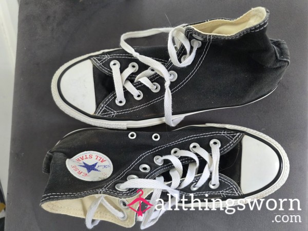 Black Converse High Tops, Broken In With Bare Feet And Long Days
