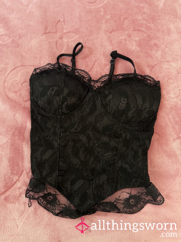 Black Corset Laced Top Used For Cam / Clubbing 🪩