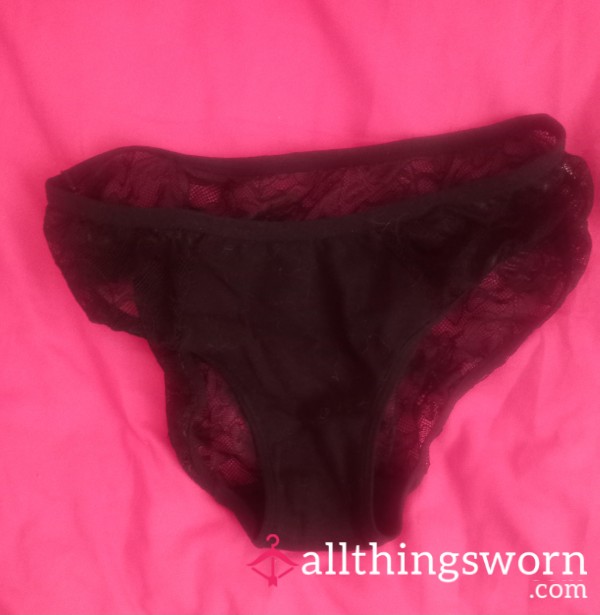 Black Cotton And Lace Size 8 Panties