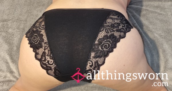 🖤🔥🔥Black Cotton Back & Lace Front Panties – Worn For You