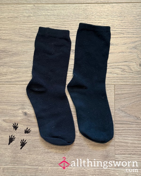 Black Cotton Blend Crew Neck Socks For Custom Wear