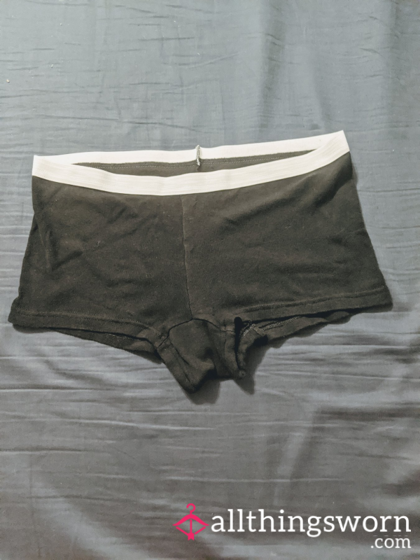 Black Cotton Boy Shorts