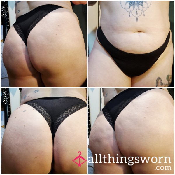 Black Cotton Brazilian Thong