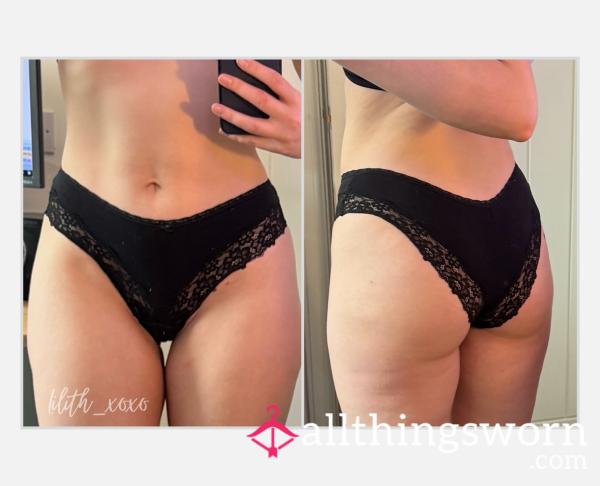 Black Cotton & Lace Cheeky Panties | 24hr Wear 🍑