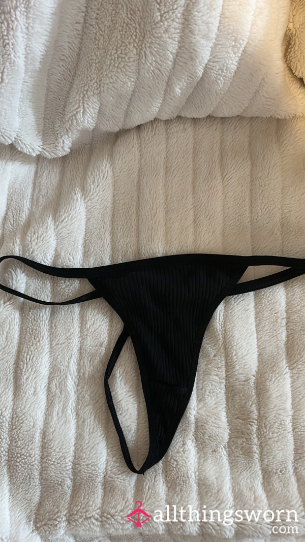❌ SOLD ❌ Black Cotton Creamy G String Freshly Worn