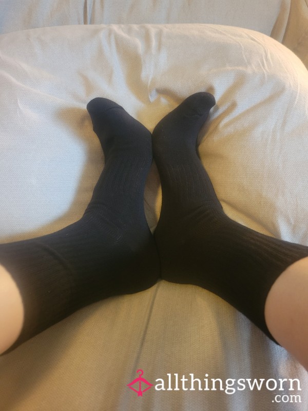 Black, Cotton Crew Sleeping Socks: Let's Cuddle!