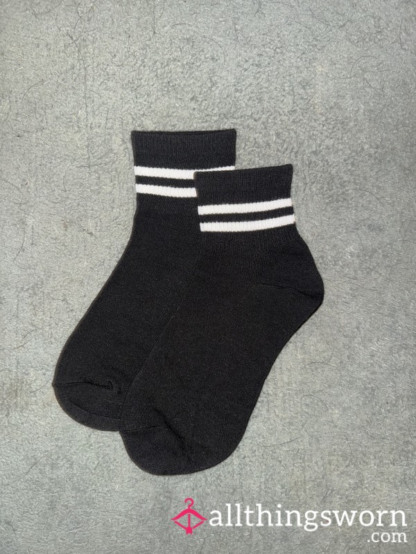 Black Cotton Crew Socks