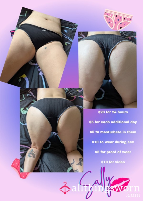 Black Cotton Frilly Panties