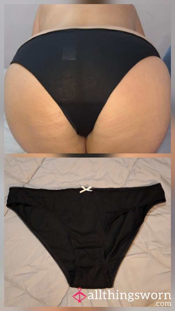Black Cotton Full Back Panties