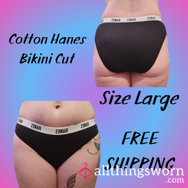 Black Cotton Hanes Bikini 48 Hr Wear