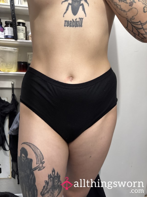 Black Cotton High Waisted Ovulation Panties