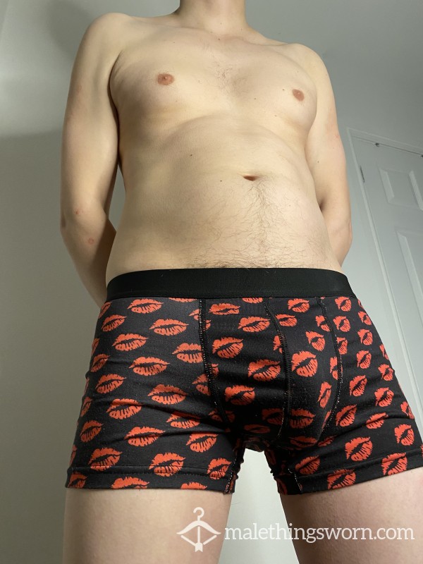 Black Cotton Kiss Print Boxers