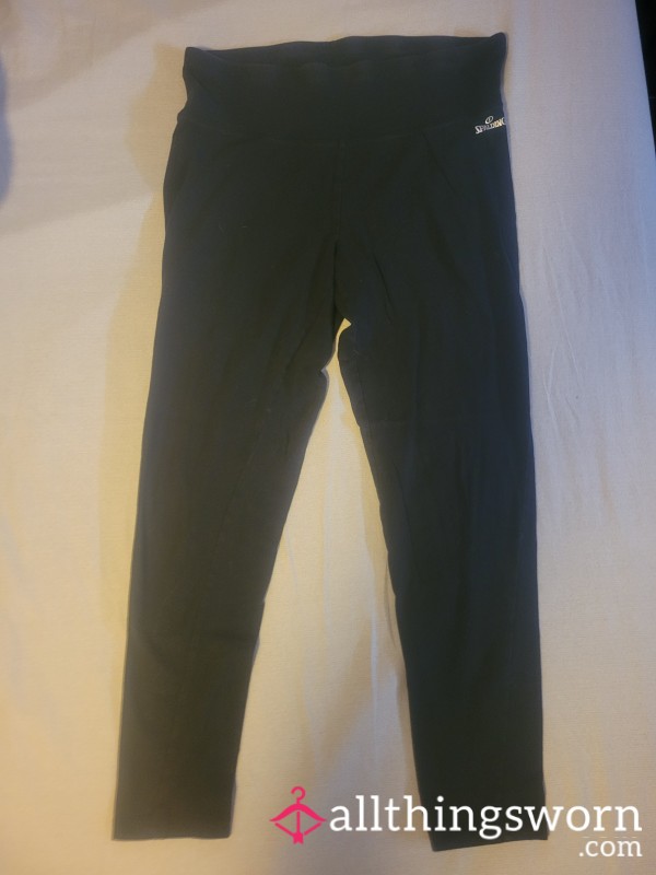 Black Cotton Leggings - Spalding - Size XL