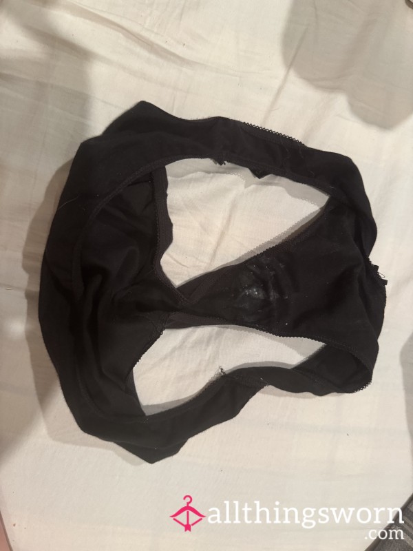 Black Cotton Panties Still Damp 😛