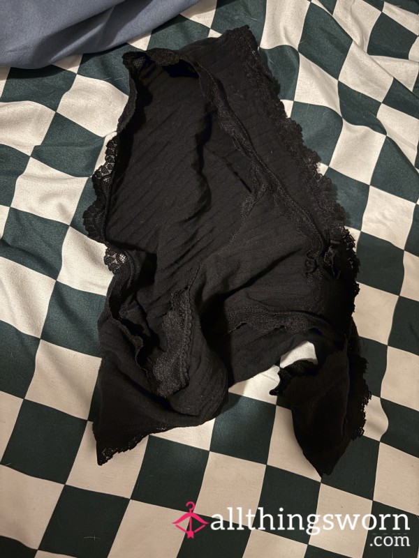 Black Cotton Panties - Worn For A 12 Hour Shift In My Scrubs