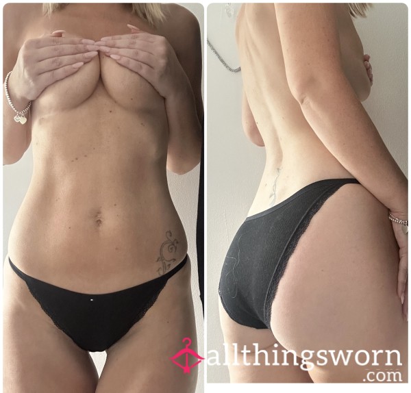 Black Cotton Ribbed Panty