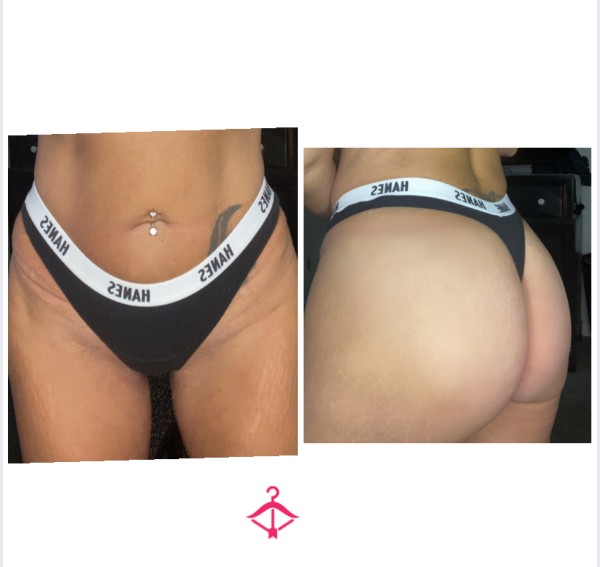 Hanes Black Cotton Ribbed Thong 🖤