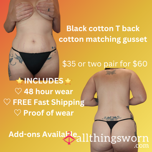 Black Cotton T Back 48 Hr Wear