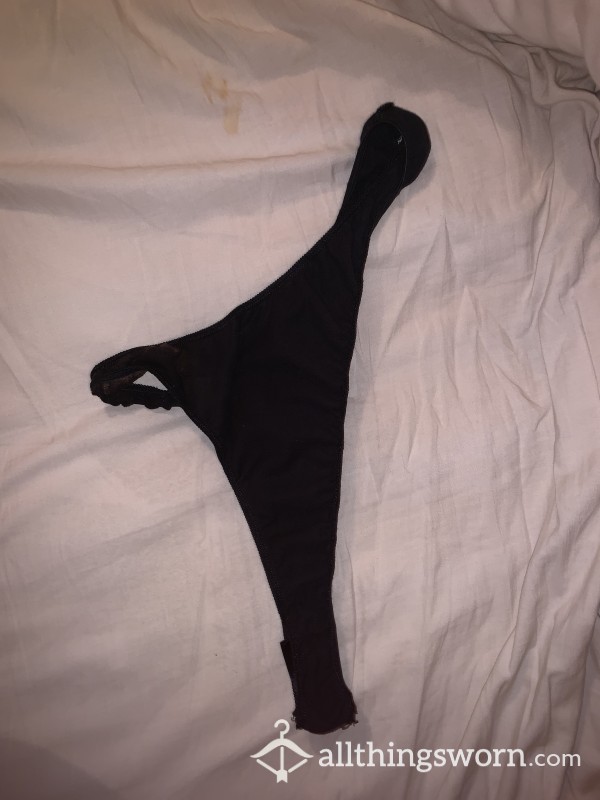 Black Cotton Thong