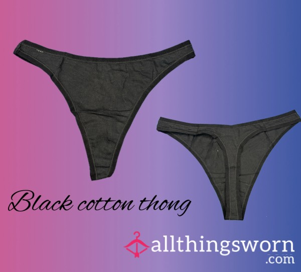 Black Cotton Thong 😈