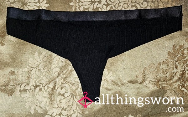 Black Cotton Thong
