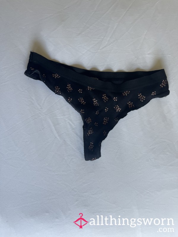 Black Cotton Thong