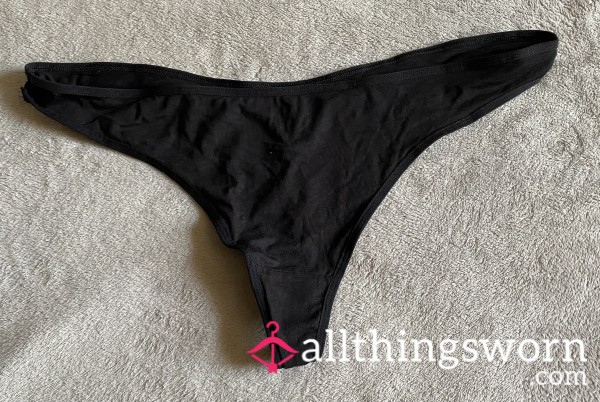 Black Cotton Thong