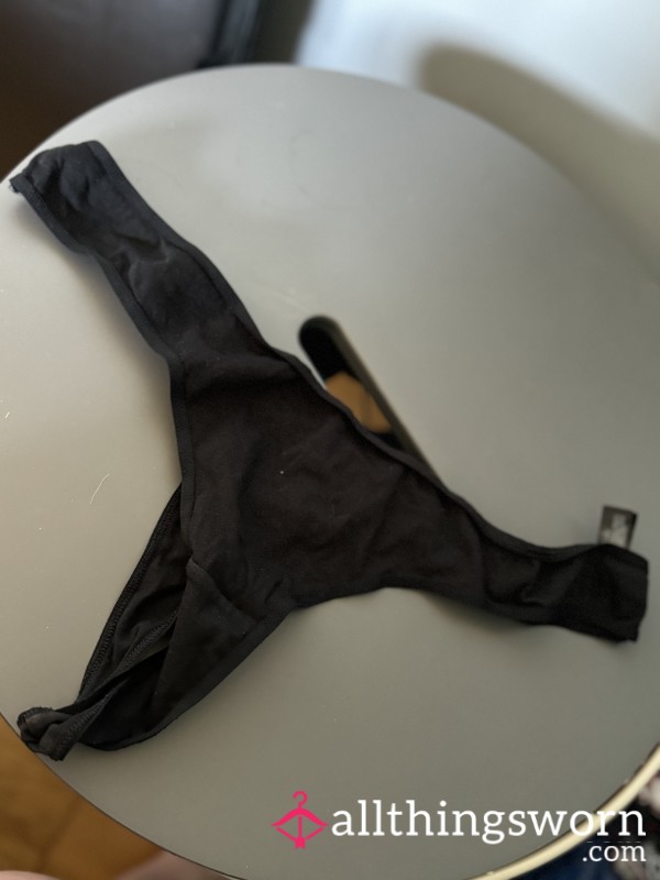 Black Cotton Thong