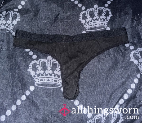 Black Cotton Thong