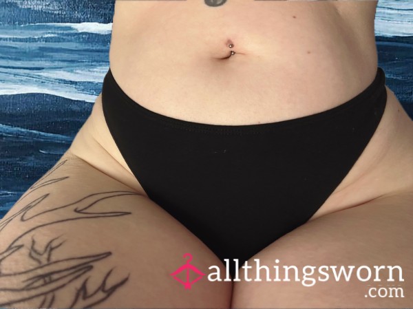 Black Cotton Thong