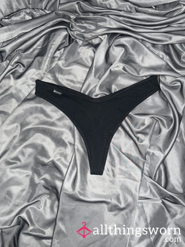 Black Cotton Thong