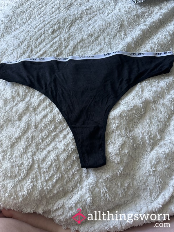 Black Cotton Thong